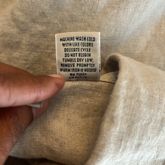 Men’s L.L. Bean Khaki Short Sleeve 100% Linen Shirt Size 3XL - Picture 4 of 6
